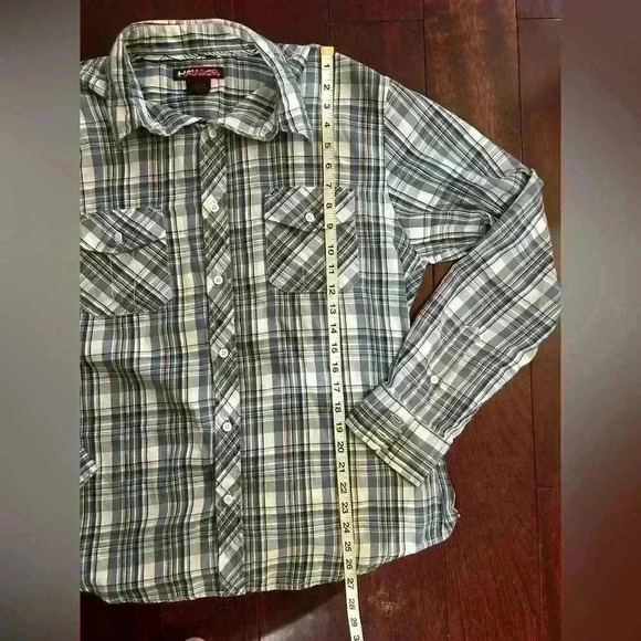 TONY HAWK Men's Shirt Button Up Long Sleeve Brown/Blue Plaid Size L - Picture 4 of 4